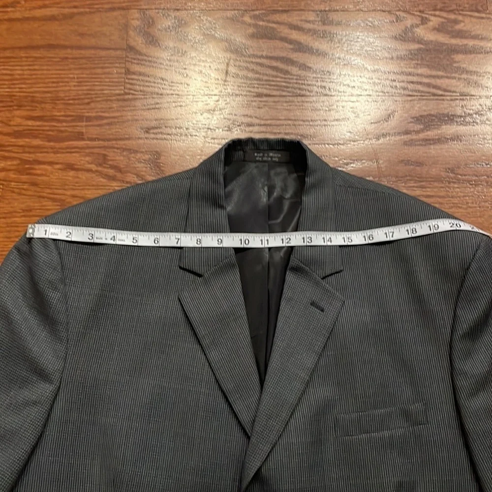 Andrew Frezza men’s Grey Blue small check blazer jacket career 100% wool 46R - Picture 13 of 15